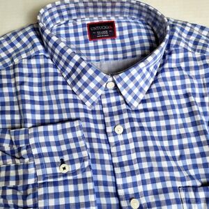 UNTUCKED‎ Fume Blanc XXL Blue White Gingham Check Long Sleeve Button Down Shirt